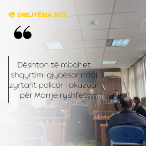 Dështon të mbahet shqyrtimi gjyqësor ndaj zyrtarit policor i akuzuar për Marrje ryshfeti