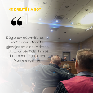 Dëgjohen dëshmitaret në rastin ish-zyrtarit të gjendjës civile në Prishtinë i akuzuar për Falsifikim të dokumentit zyrtar dhe Marrje e ryshfeti